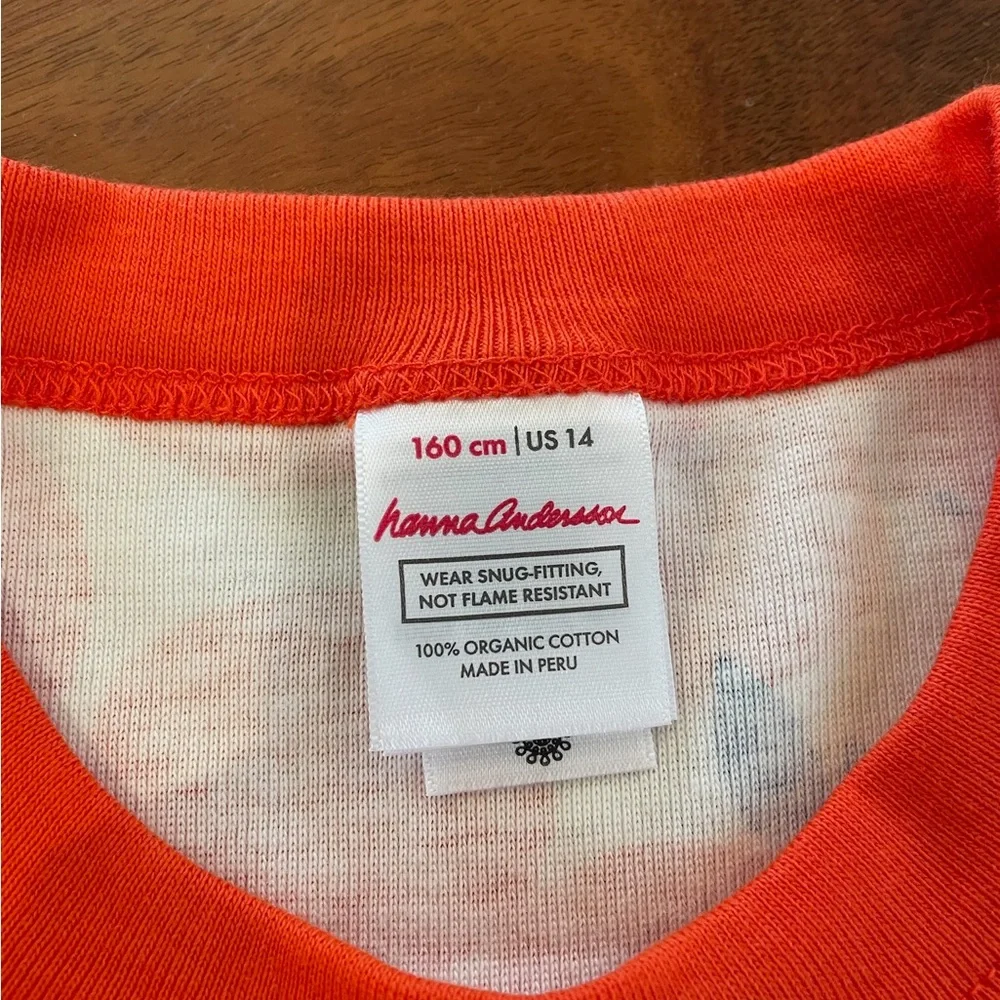 NEW Hanna Andersson Orange and Blue Orange Print Pajama Set Size 160cm / 14 - Picture 6 of 8